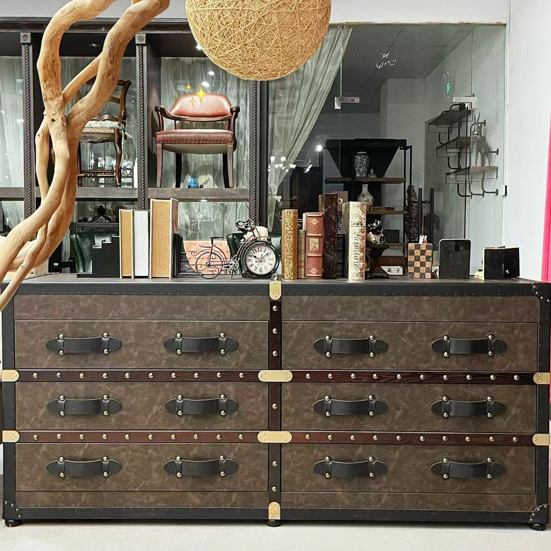 复古棕色六斗柜/电视柜/玄关柜/床尾柜190x50x88cm