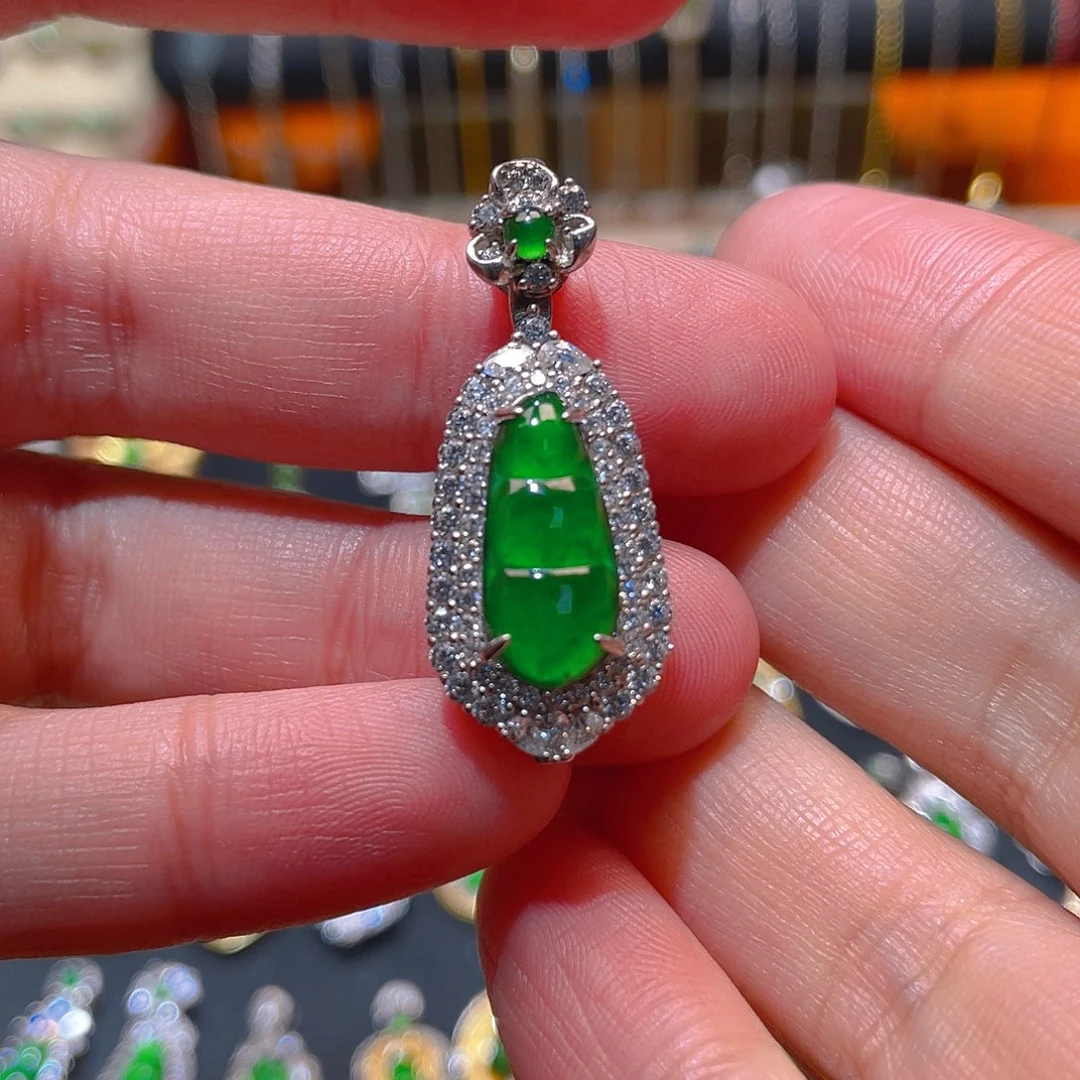 翡翠银S925镶嵌吊坠(不含链)