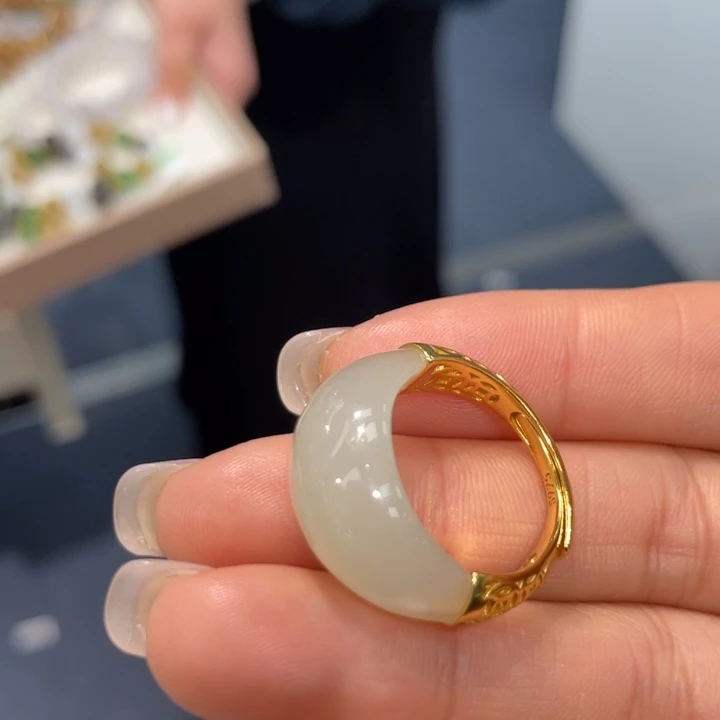 和田玉银S925镶嵌戒指