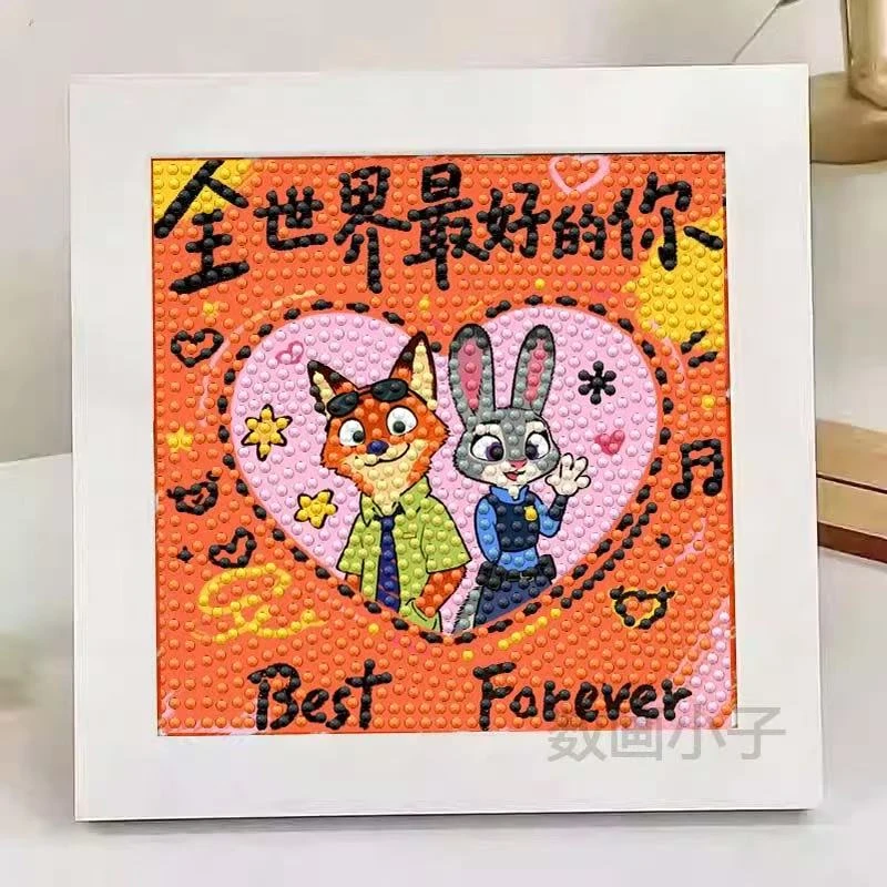 （利灵）疯狂动物城钻石画狐狸和兔子卡通手工贴钻画客厅室内装饰画
