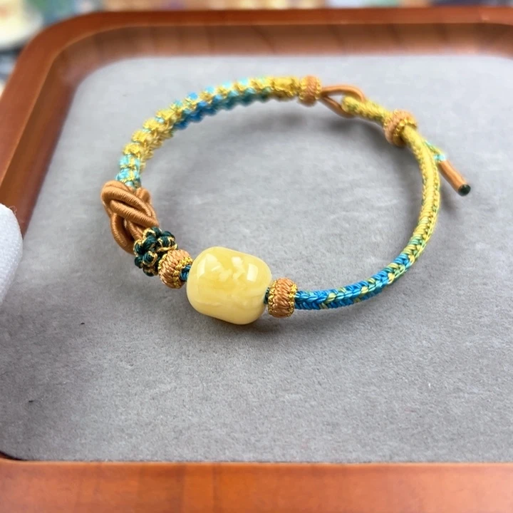 蜜蜡裸石未镶嵌diy桶珠链