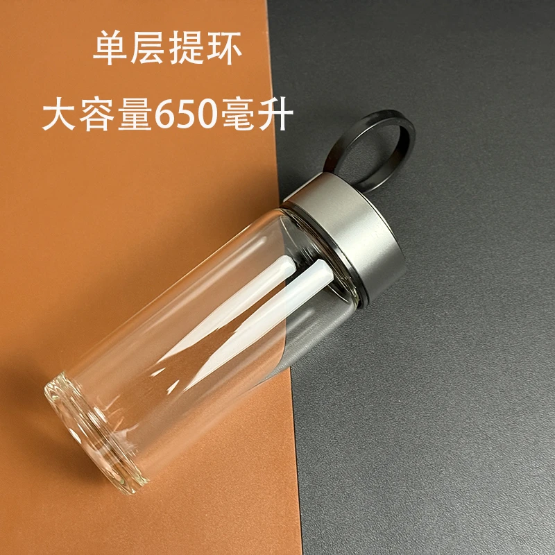 单层加厚拉环大容量高硼硅玻璃水杯便携家用2025水杯玻璃杯男士