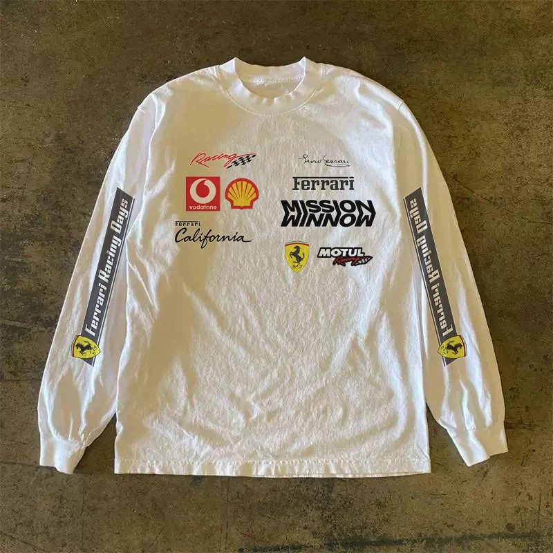 重磅纯棉秋季美式嘻哈潮牌字母印花青春活力宽松休闲潮男长袖T恤