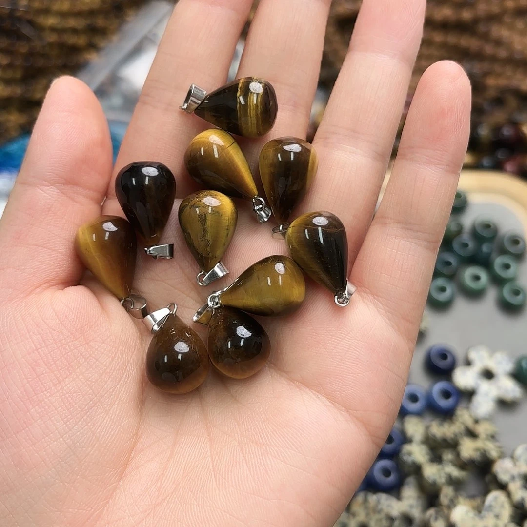 未镶嵌玛瑙/玉髓珠宝半成品虎眼水滴3颗13×21