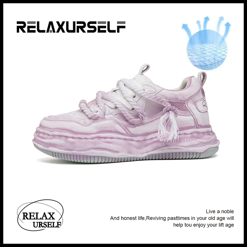 RELAXURSELF【明星同款】手工擦色复古透气增高鞋百搭休闲运动潮鞋