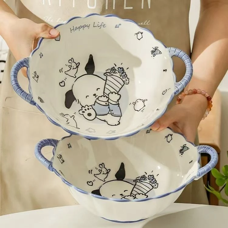 瓷县令8英寸高颜值双耳汤碗1只装可爱简约陶瓷防烫家用创意餐具