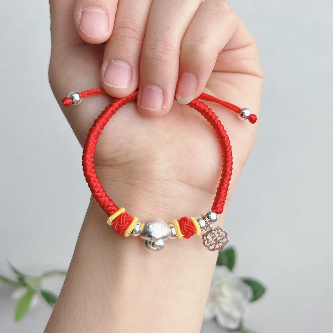 足银手链 足银999 十二生肖蛇银手链 本命年成人儿童