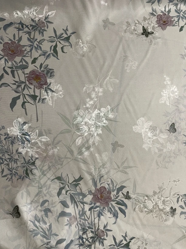 竹枝芍药机织罗110幅23姆米