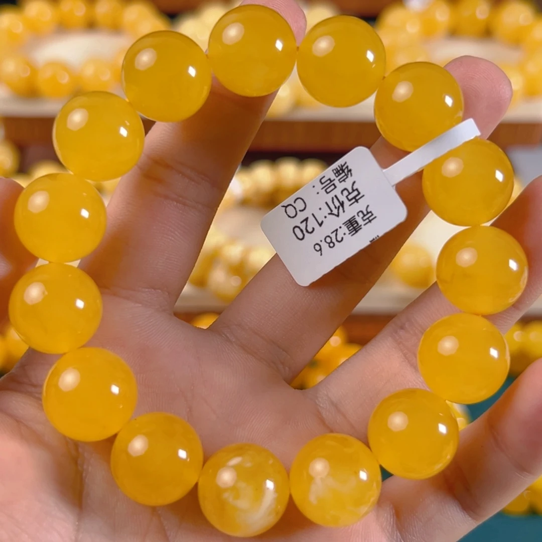 裸石琥珀未镶嵌28.6g焦皮同料鸡油黄15mm cq