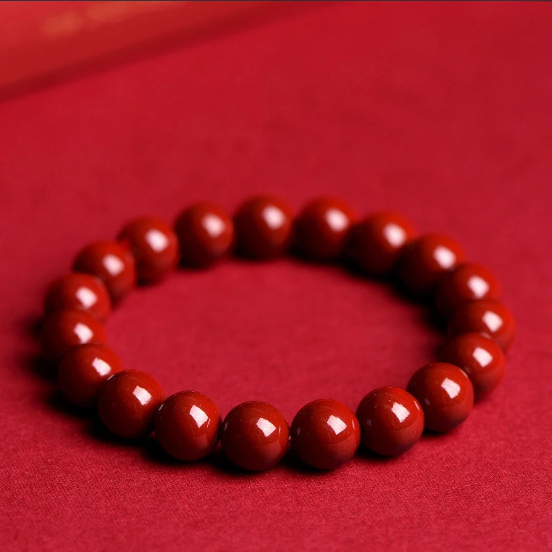 高含量保真朱砂手串天然紫金砂手串本命年素圈手链2026年马年礼物