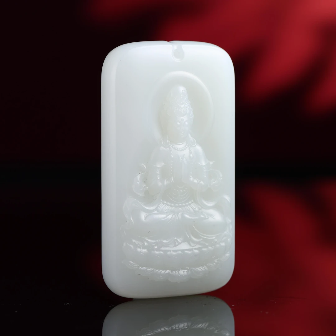 dx和田玉白玉观音牌饰250715188