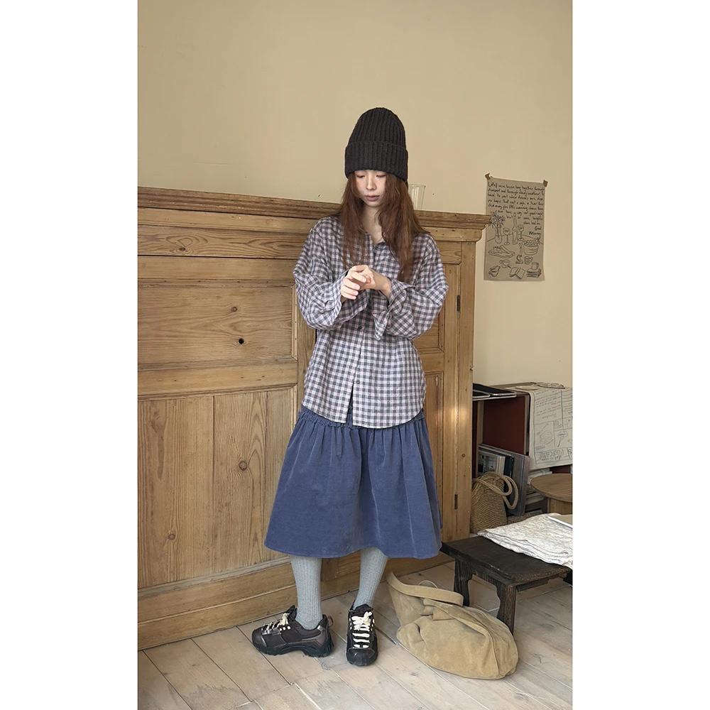 Hellooo Eat  慵懒风格子衬衫休闲EM2132