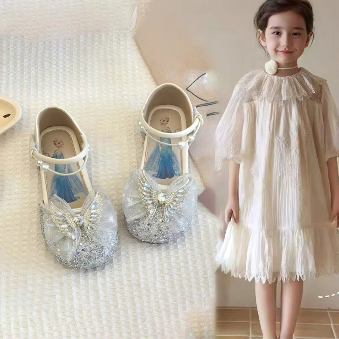 女童鞋凉鞋2025夏季新款软底包头单鞋公主鞋儿童防滑宝宝水晶皮鞋