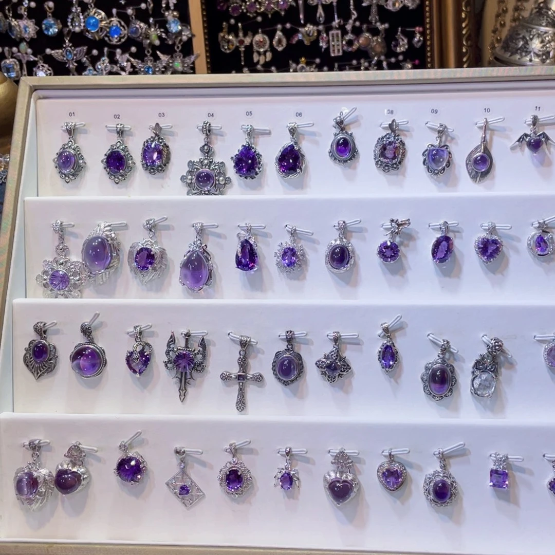 925银你很幸运紫色吊坠盘