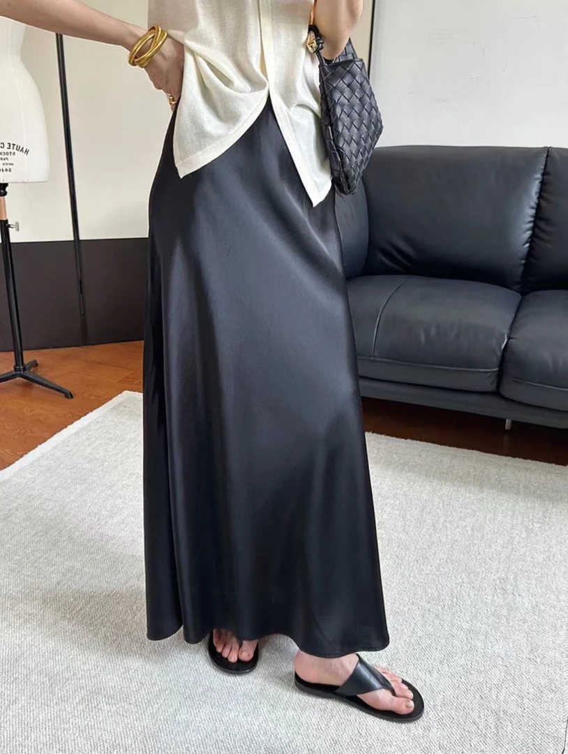 【晨浠定制】新款时尚高级感A字垂感醋酸半裙8899