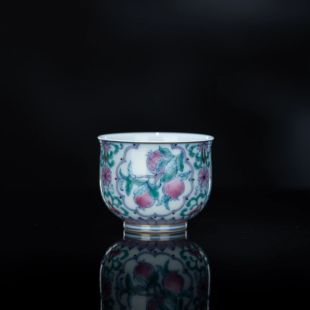 【冉月观隐】斗彩石榴杯 100cc 瓷器茶周边