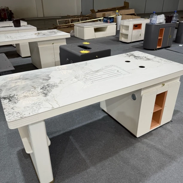 简约香奈儿风茶桌办公桌轻奢带茶槽茶壶1.6米～1.8米