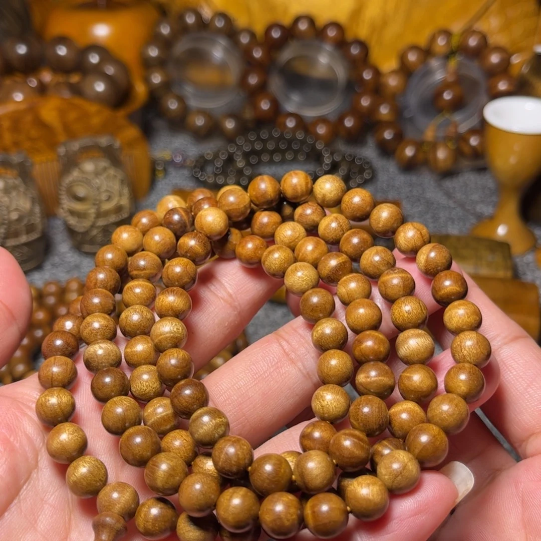 金丝楠枯木佛珠手链0.8