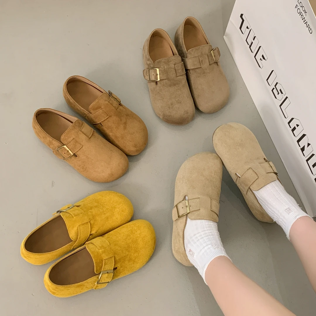 全包勃肯鞋女鞋子2025新款爆款春秋平底博肯单鞋一脚蹬懒人豆豆鞋