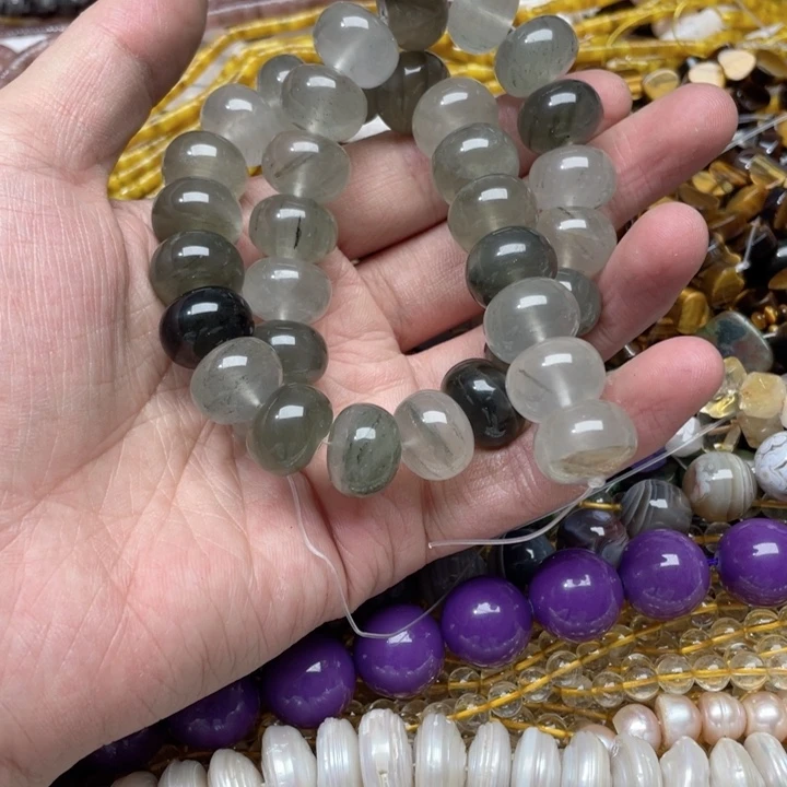 玛瑙/玉髓合金珠宝半成品一条16mm绿水晶算盘