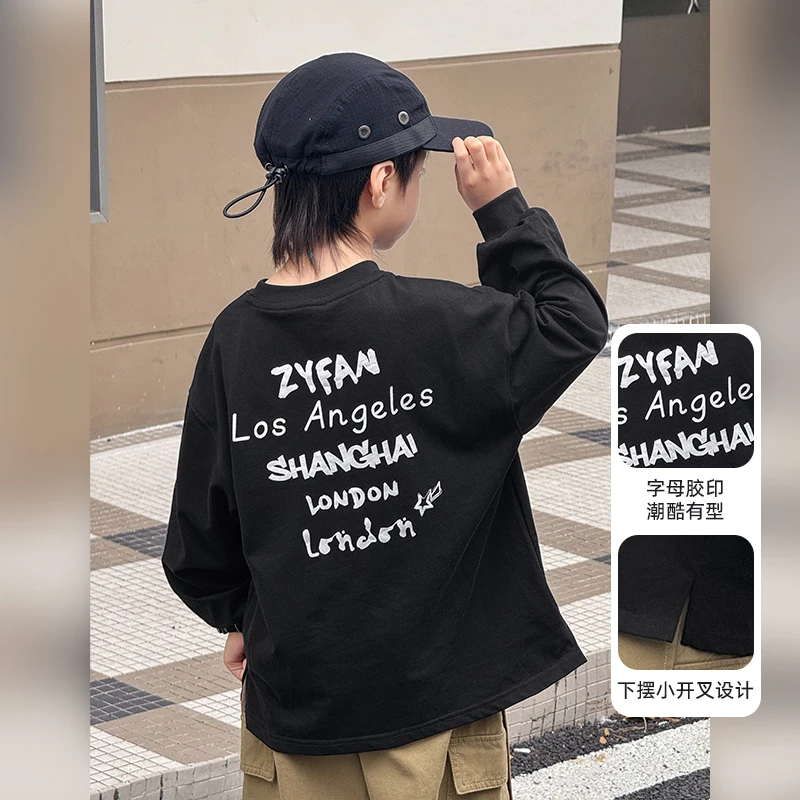 【宝妈必看】男童长袖T恤纯棉新款春秋款白色儿童春装体恤上衣7778