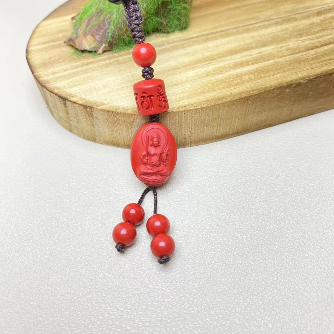 含辰砂工艺品高含量朱砂红砂设计款八大佛生肖钥匙扣正品保真朱砂