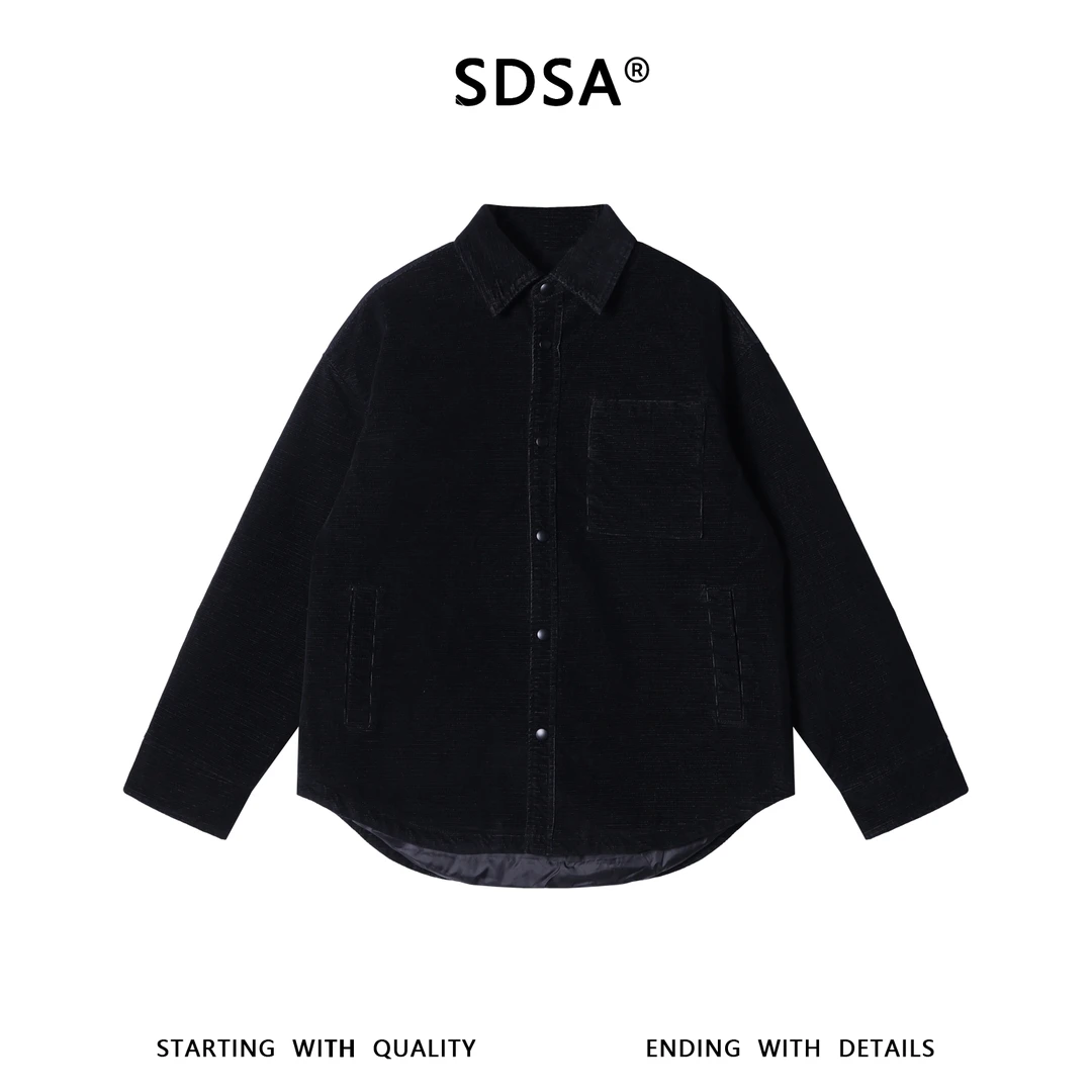 SDSA男士秋冬新款痞帅男装韩版翻领衬衫羽绒服外套翻领百搭时尚