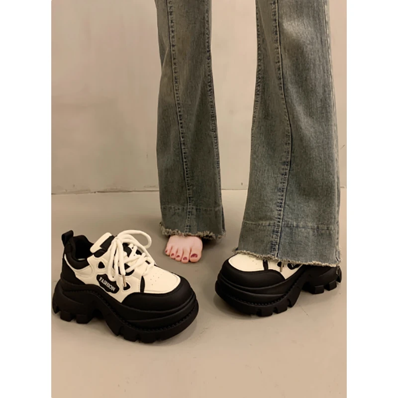 爆款松糕厚底老爹鞋女显脚小增高2025新款秋冬百搭运动休闲小白鞋