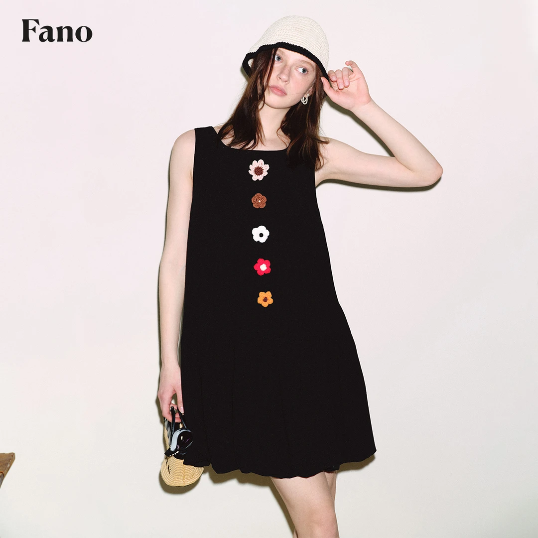 4.14上新 法式假日“纯手工编织立体花朵”棉麻花苞裙FC25L022