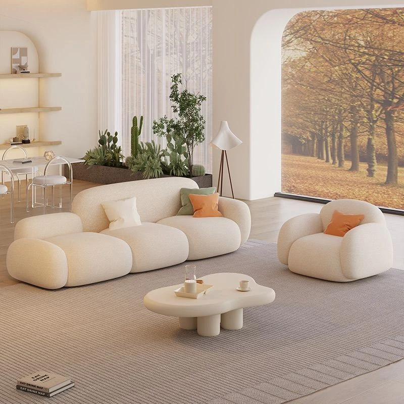 简约现代美容院沙发新款奶油网红沙发客厅小户型高级设计布艺沙发