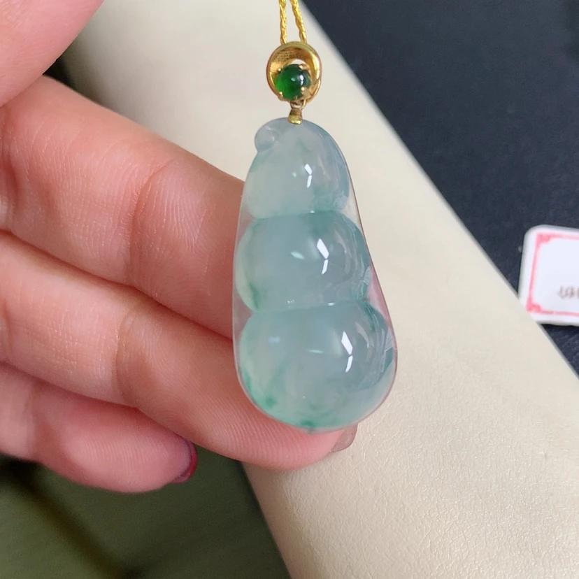 【闪购商品】翡翠颈饰18K金镶嵌喜****儿豆子