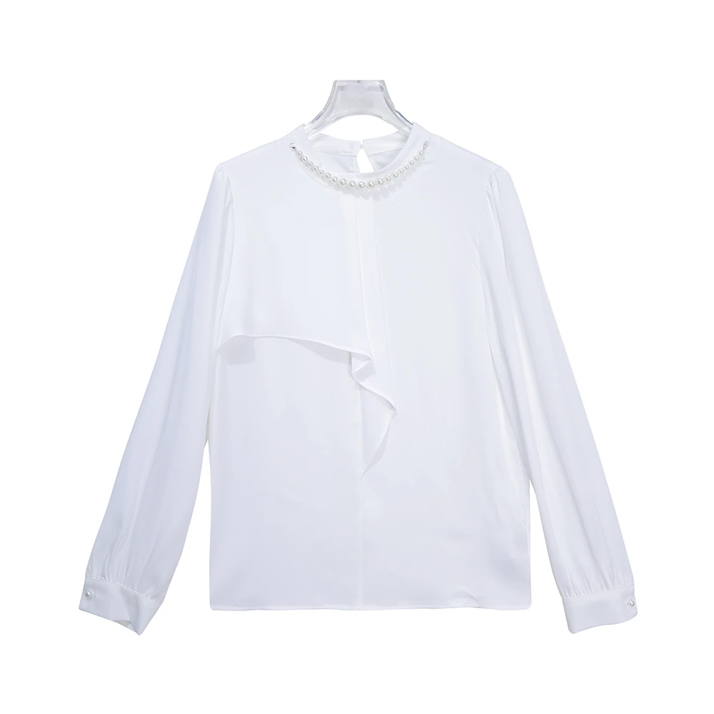X920【上新】法式高级感别致钉珠纯色气质高档衬衫上衣3Q