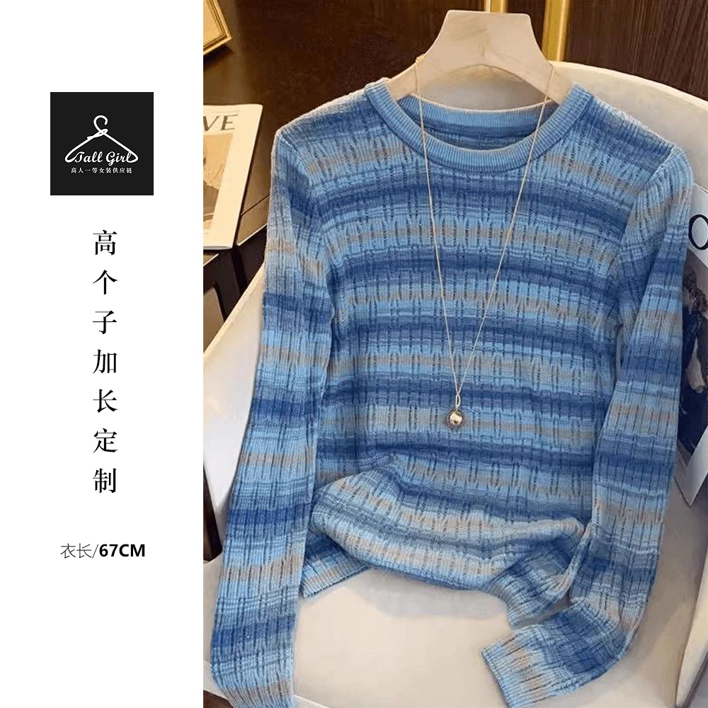 【拉法】【琉璃蓝梦】高个子破洞缕空盐系复古针织衫