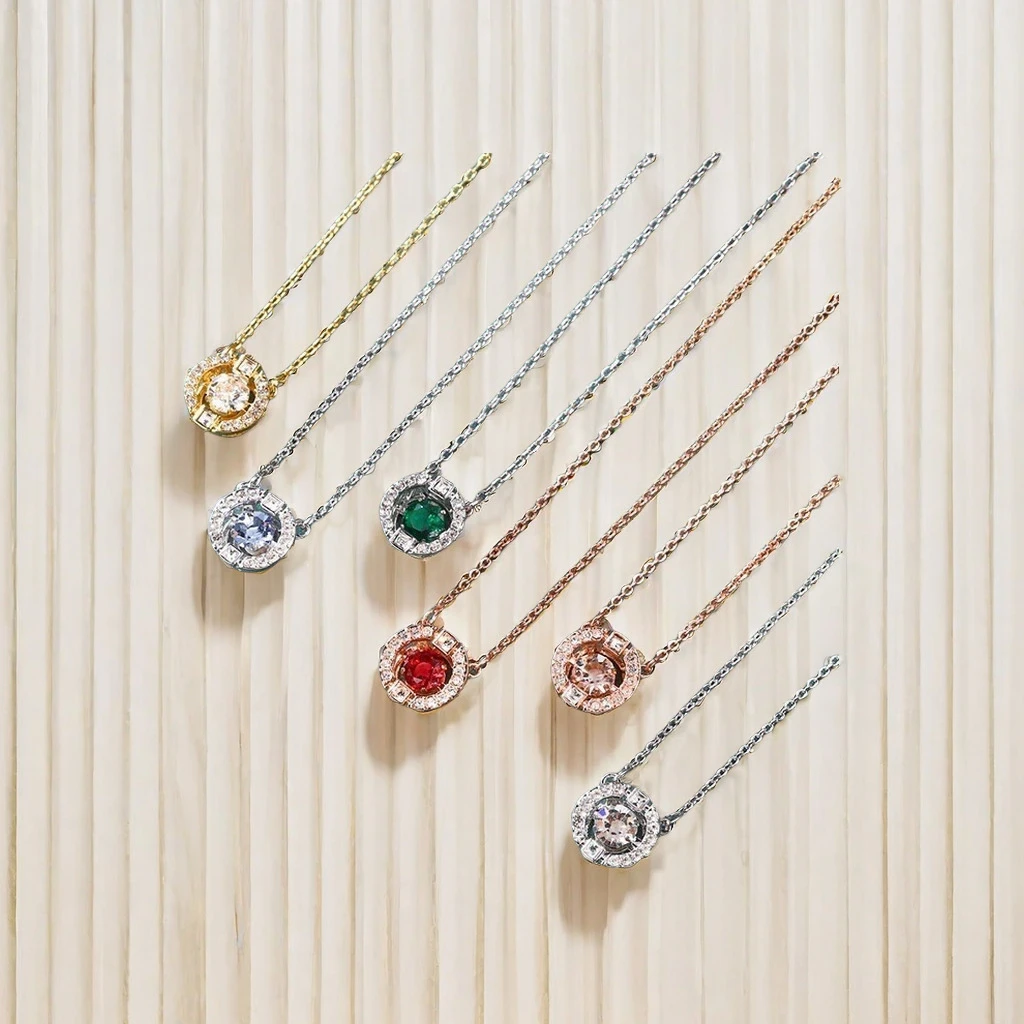 铜莫桑石吊坠 女轻奢高级感灵动吊坠链时尚饰品复古白贝母吊坠链