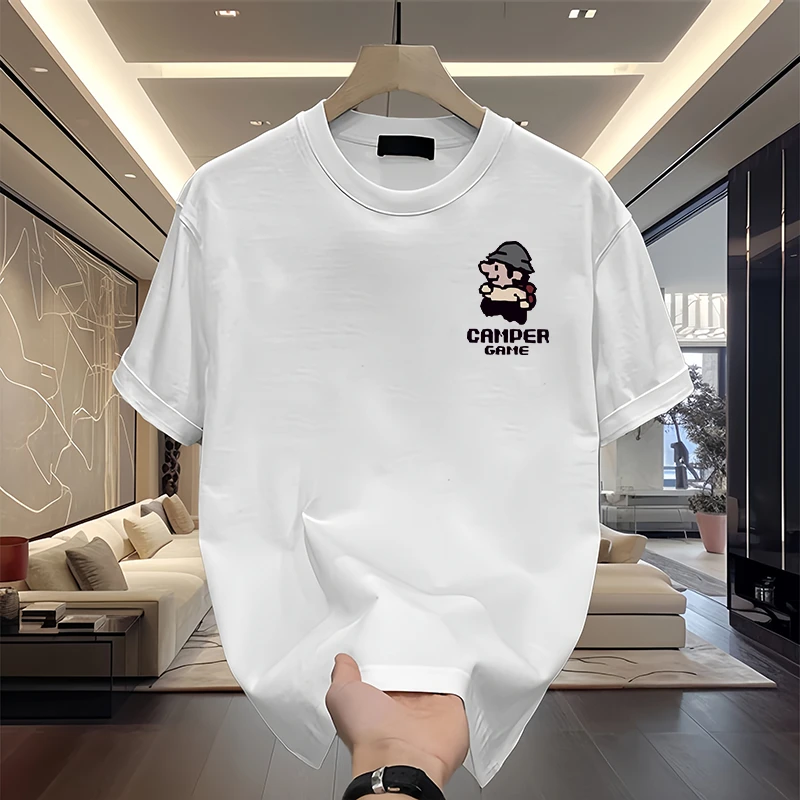 夏季新款简约宽松休闲重磅纯棉男士短袖T恤百搭潮流打底衫体恤衫