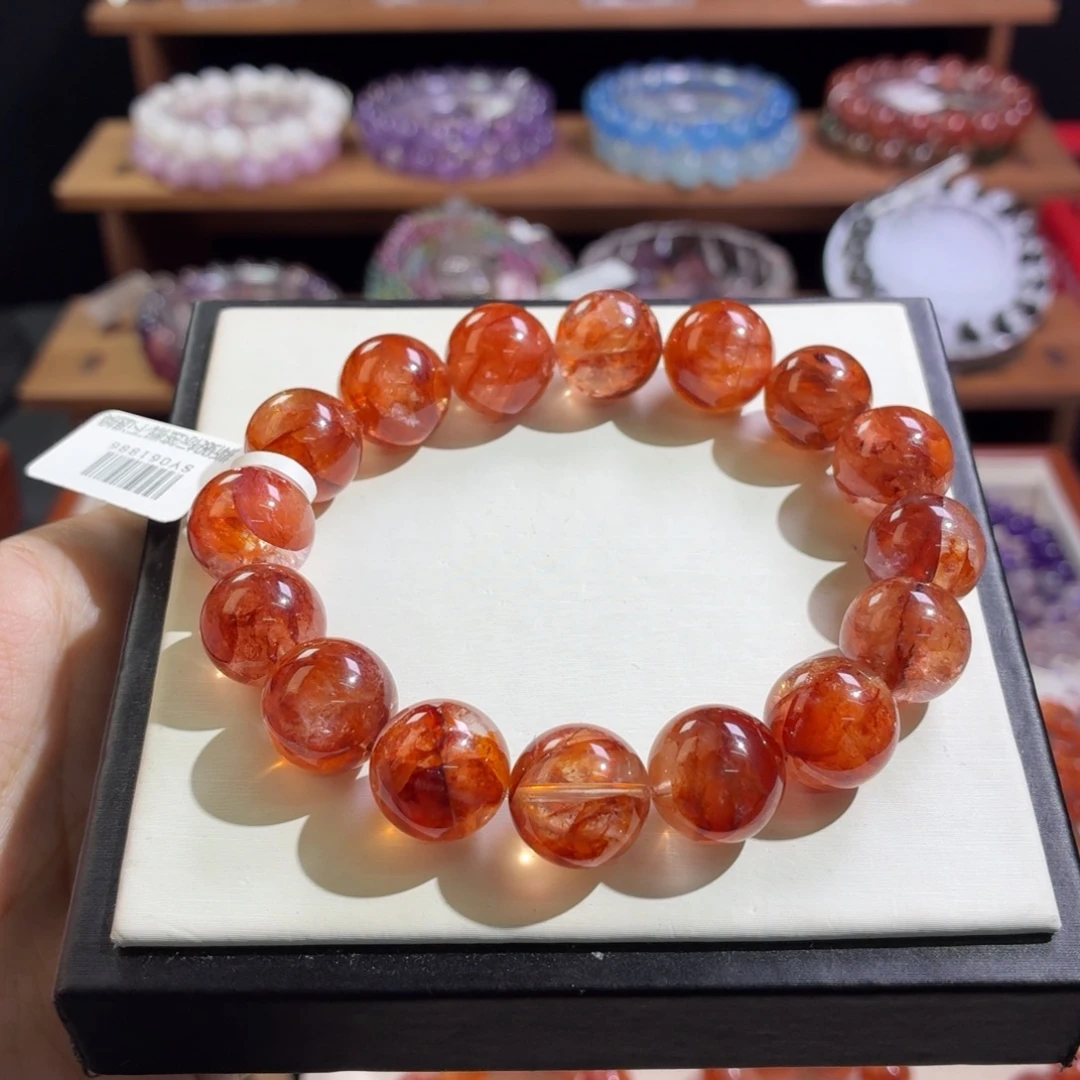 水晶手串未镶嵌红胶花13+