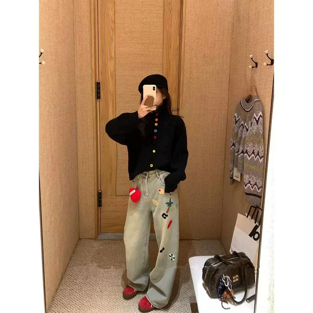 徐秋阳  爱心加绒牛仔裤 百搭时尚休闲显瘦显腿长牛仔裤6113