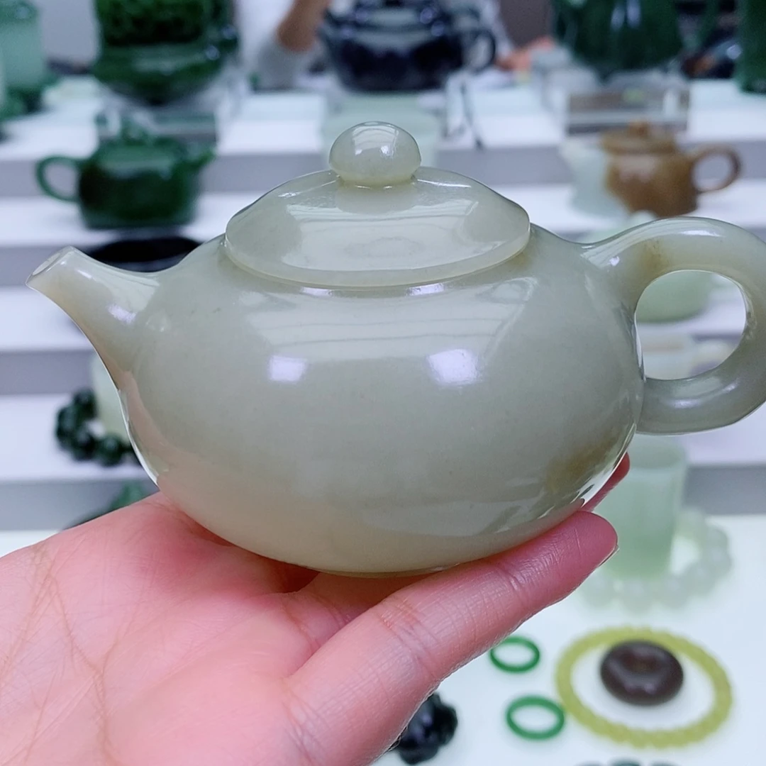 和田玉未镶嵌摆件茶壶