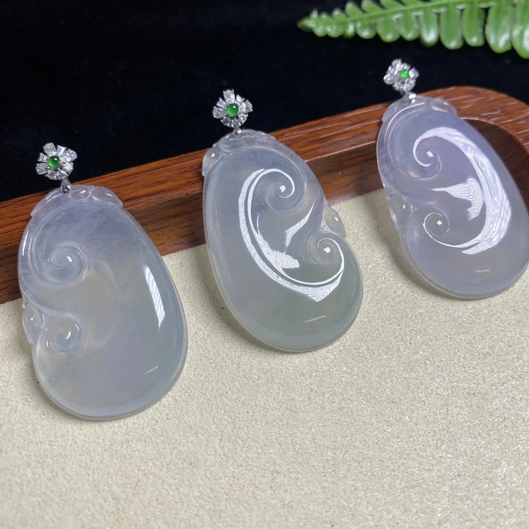 思懿手镯之家18K翡翠如意约39*24*5mm-15351-TY-多样性发一芊芊