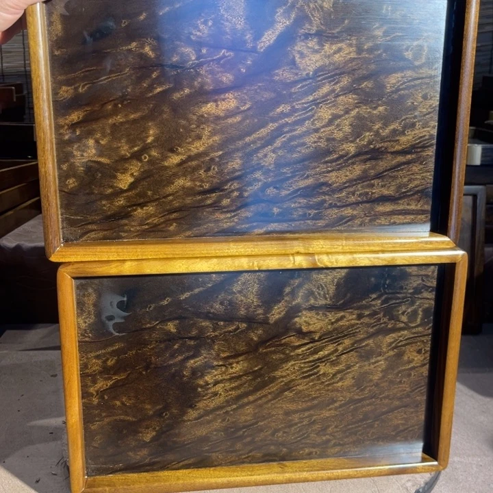 金丝楠用****0金丝楠木文盘一对