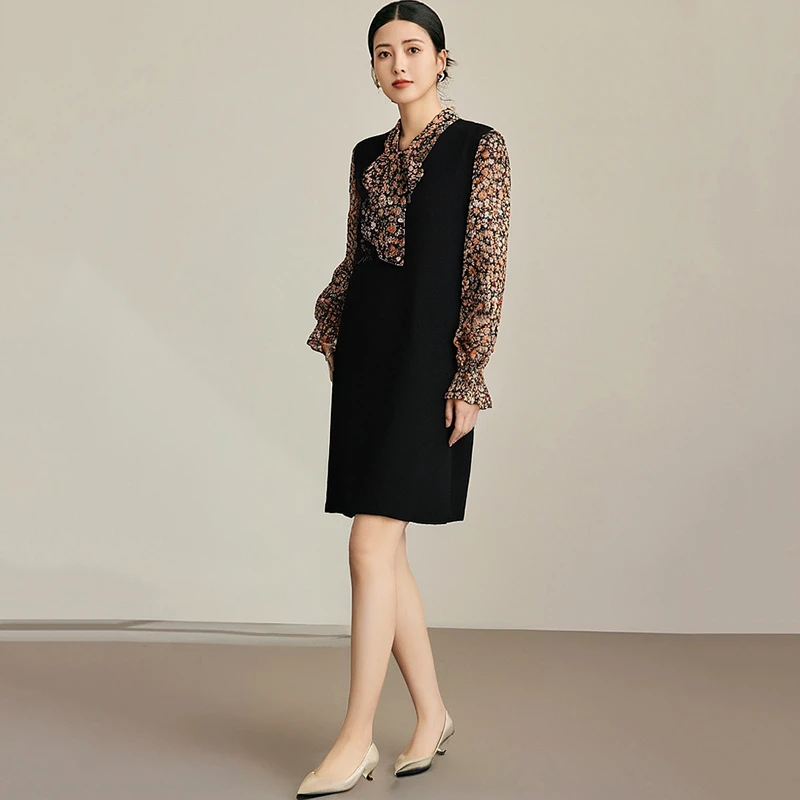 27022【真系列】气质假两件碎花连衣裙I4C9B40131