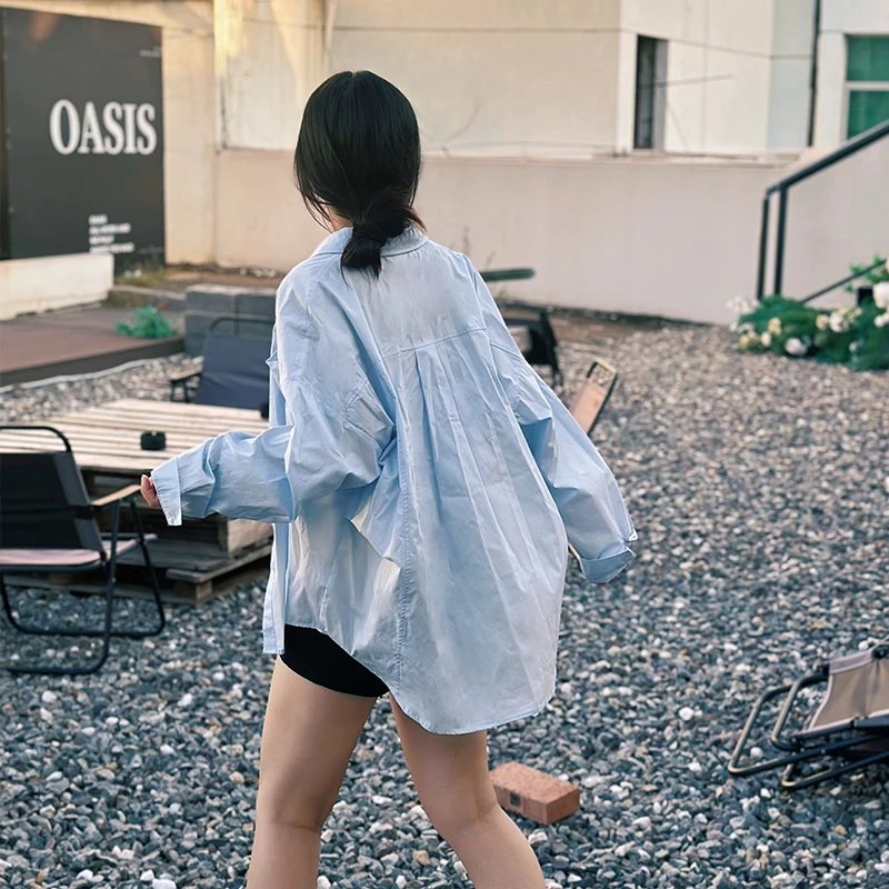 【100%棉】秋季新款衬衣韩系慵懒衬衫女长袖高品质宽松休闲上衣外套