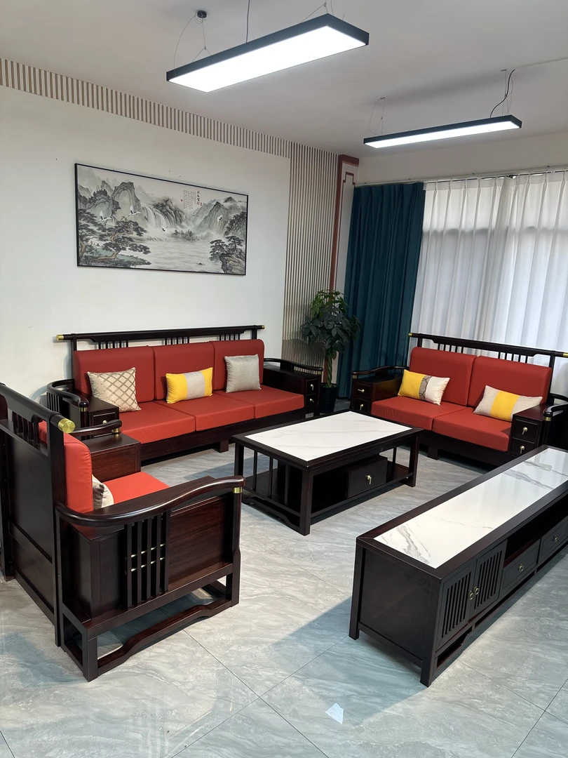 新中式乌金木实木沙发组合冬夏两用贵妃沙发客厅大小户型轻奢沙发