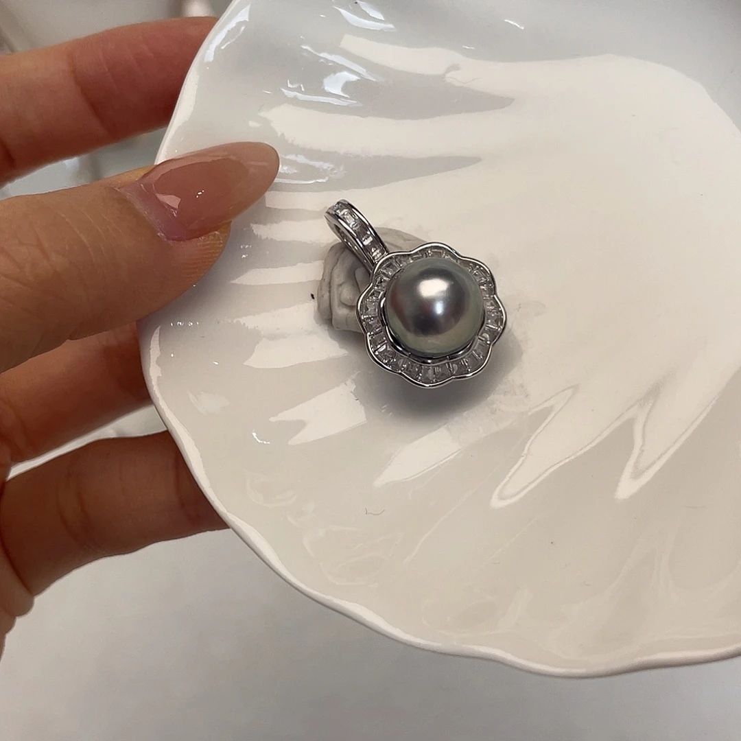 银S925镶嵌吊坠(不含链)海水珍珠