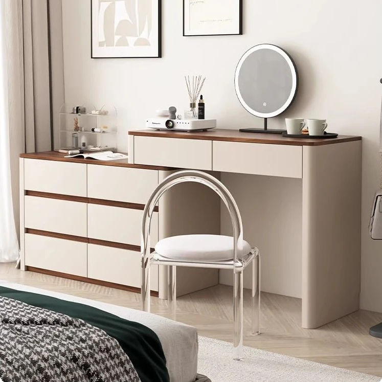 2025新款梳妆台斗柜一体卧室现代小户型转角伸缩轻奢高级感化妆桌