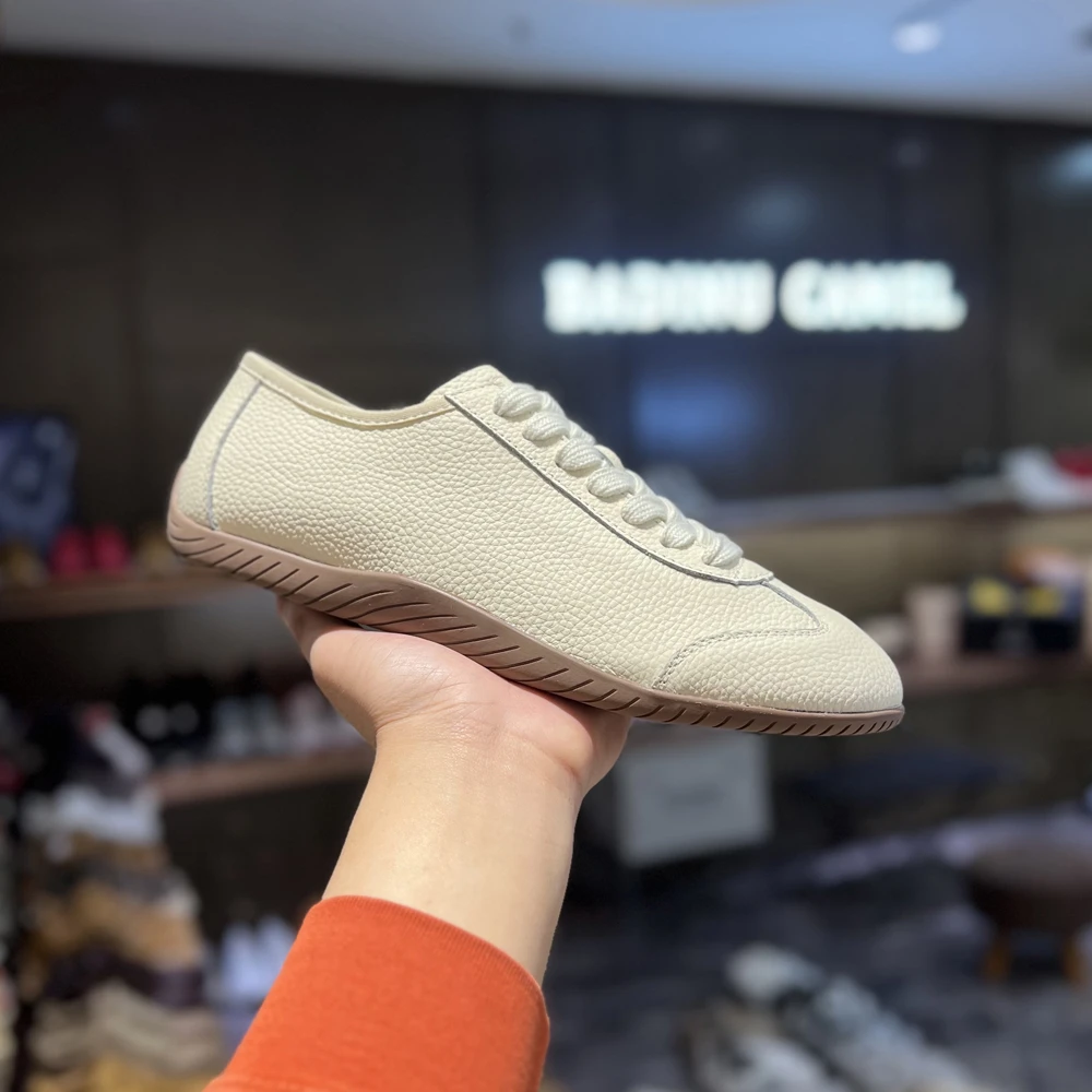 真皮头层牛皮透气德训鞋时尚百搭软底舒适简约男士潮流休闲小白鞋