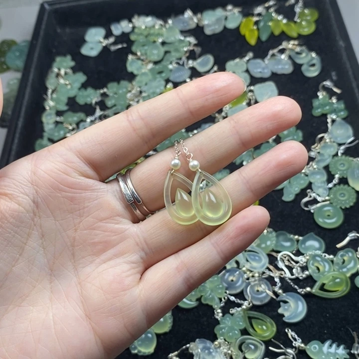 岫玉未镶嵌挂件耳饰耳环项链