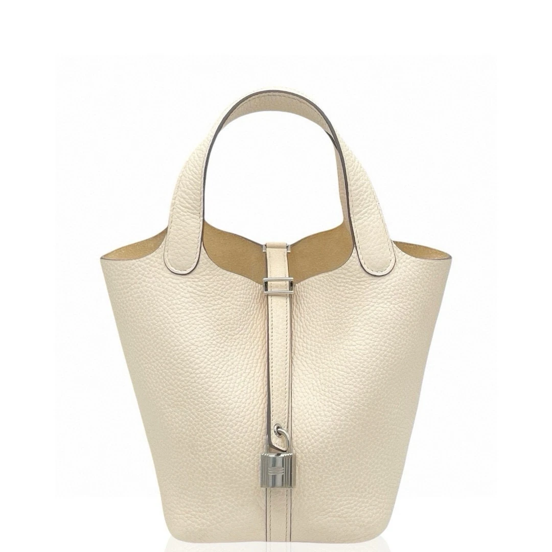 99新 Hermes/爱马仕 picotin 18 Y tc皮 I2 奶油白 1231d0