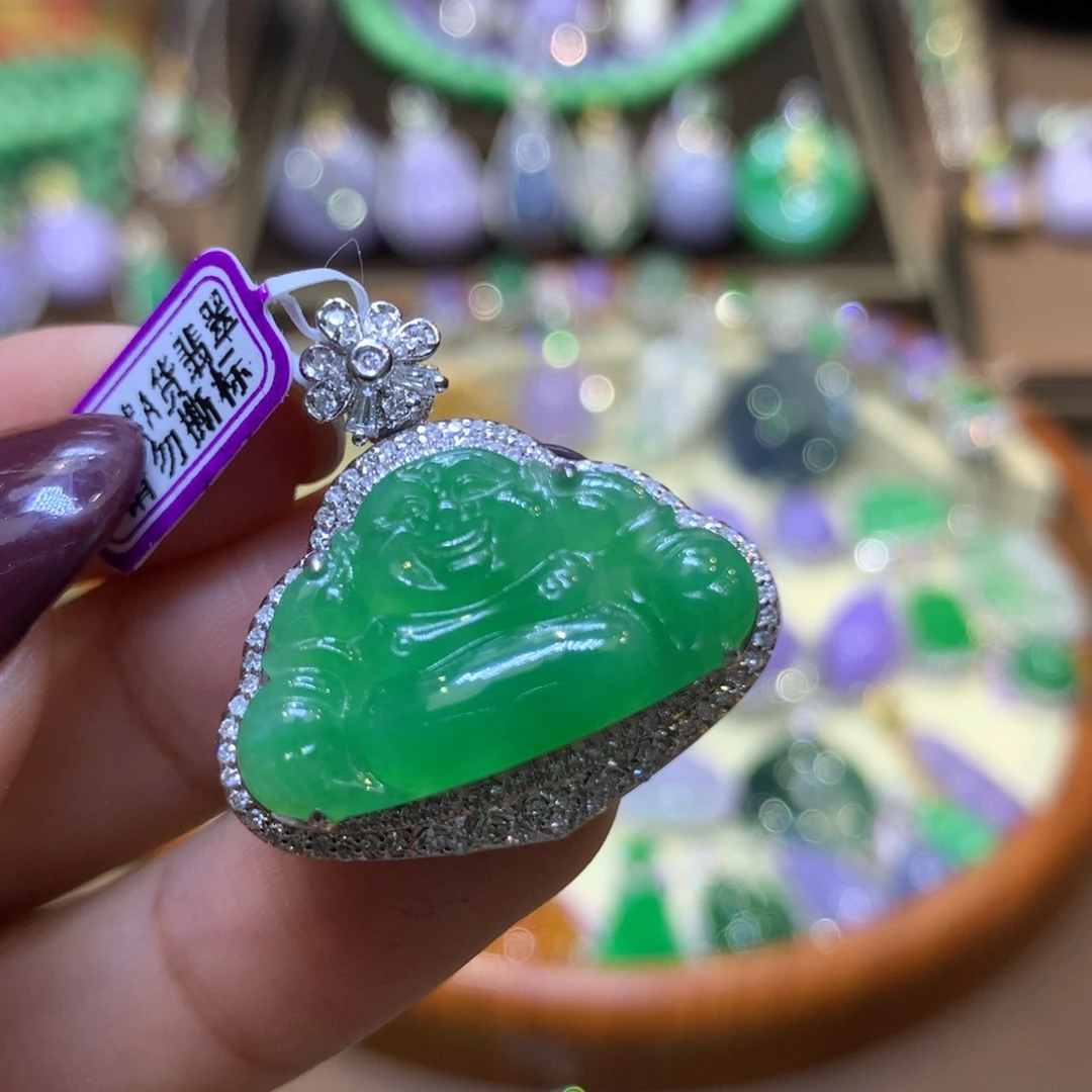 蜜***༽翡翠18K金镶嵌颈饰