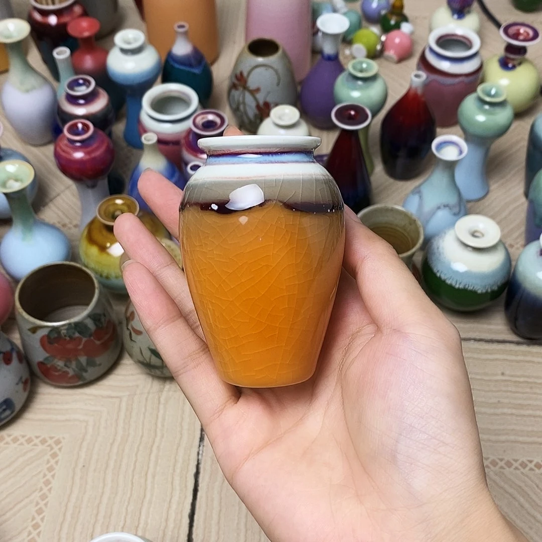 摆件巴掌大景德镇高温陶瓷小花器